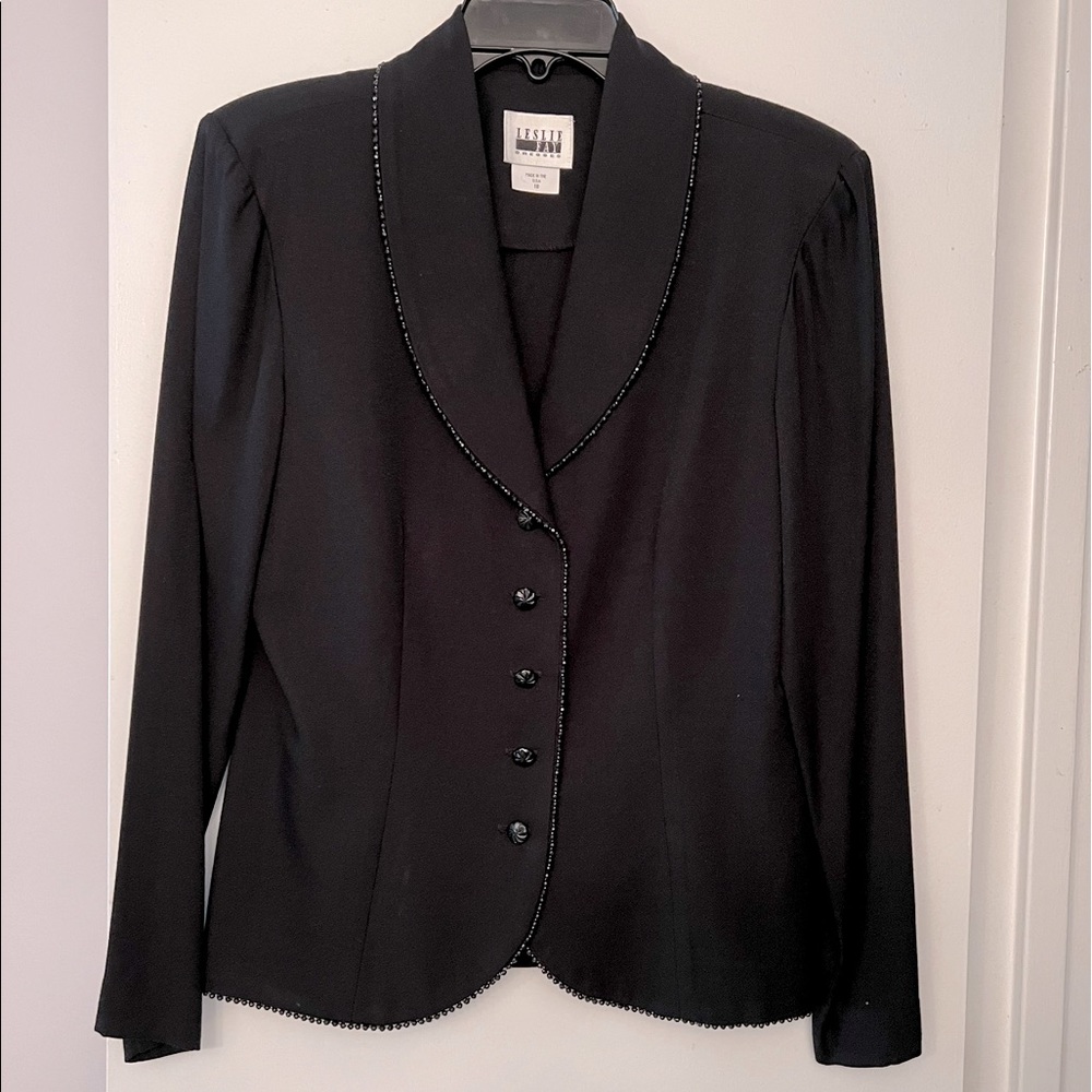 Black Beaded Trim Blazer